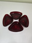 Set Of 4 Vintage Anchor Hocking MANHATTAN RUBY RED Glass RELISH TRAY INSERTS