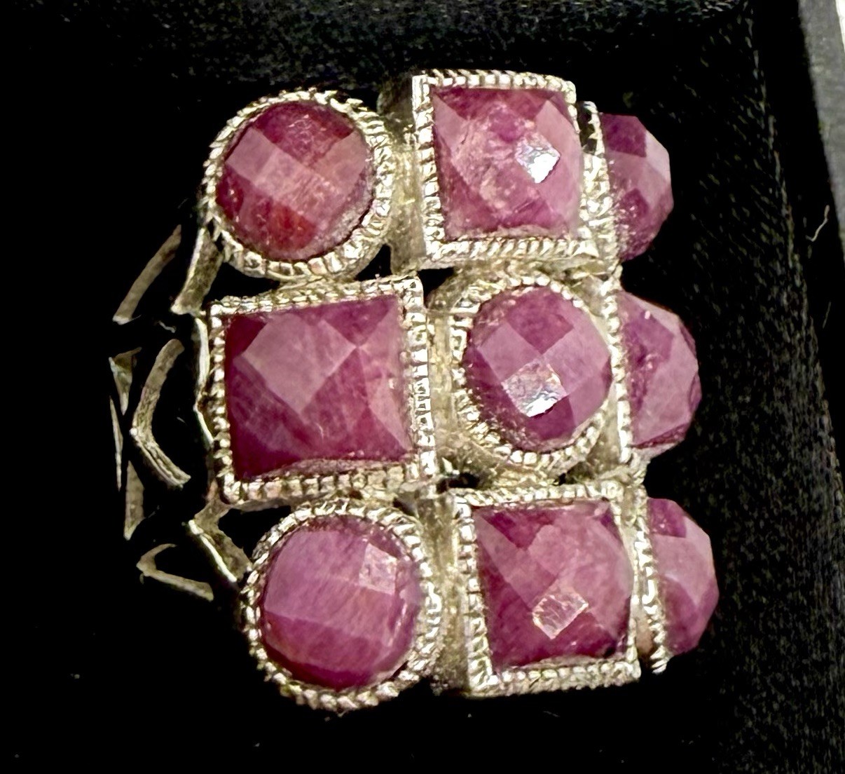 Sterling Silver Ring 925 Red Purple Ruby Boho Sz … - image 2