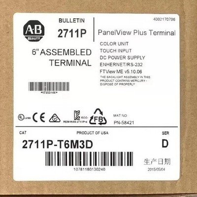 New AB 2711P-T6M3D Ser D Panelview Plus 600 Operator Interface Panel Spot Goods