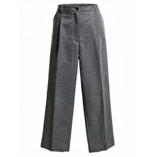 Liz Claiborne Vintage Trouser Pant Gray Tweed Wool Blend Wide Leg Pleated Front
