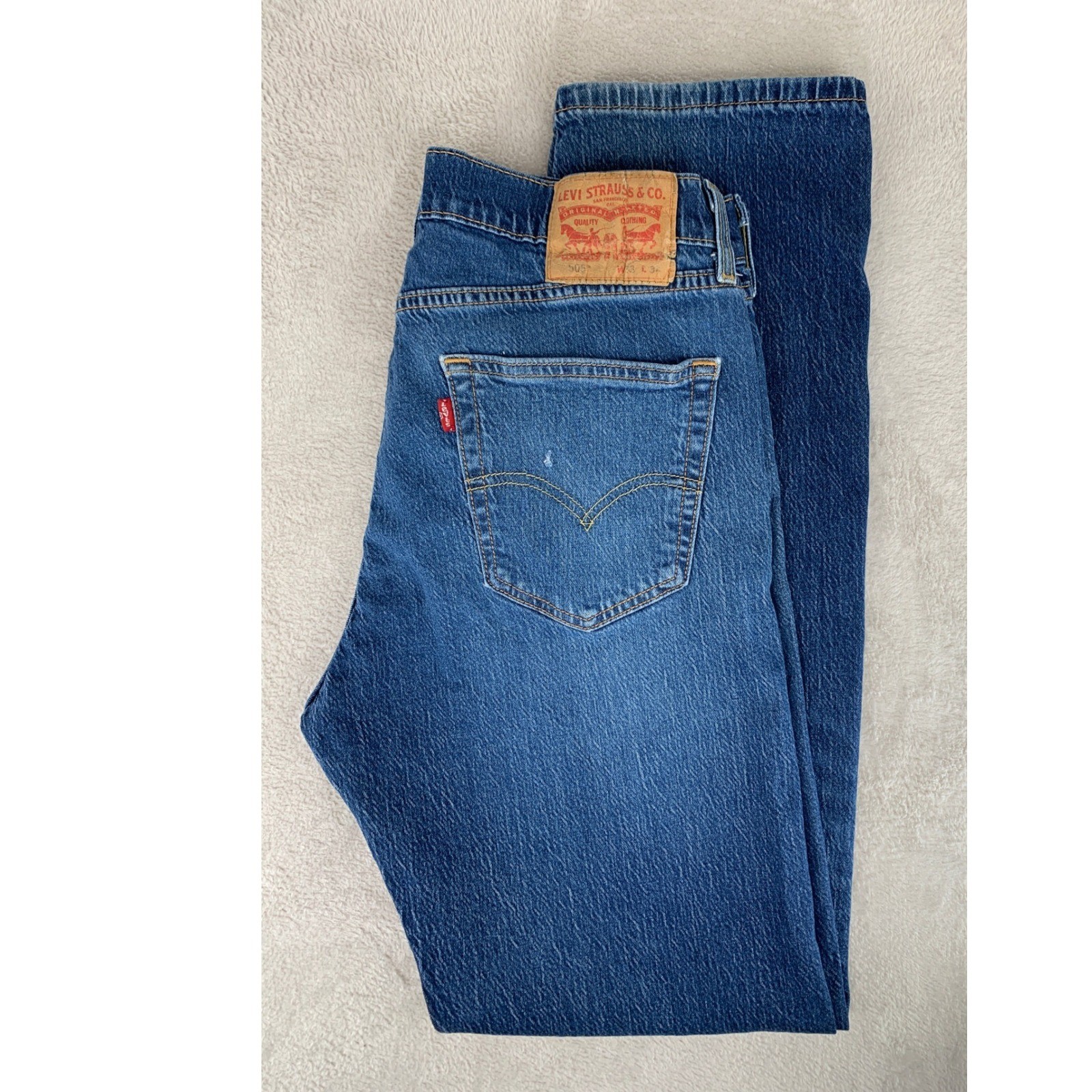 S 33x34 Blue Straight Leg Medium Wash Regular Fit Denim Pants