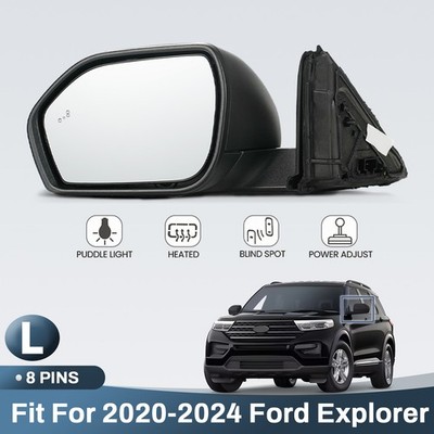 For 2020-2024 Ford Explorer Left Power Side Mirror w/BSD Heated 8 Pins Textured