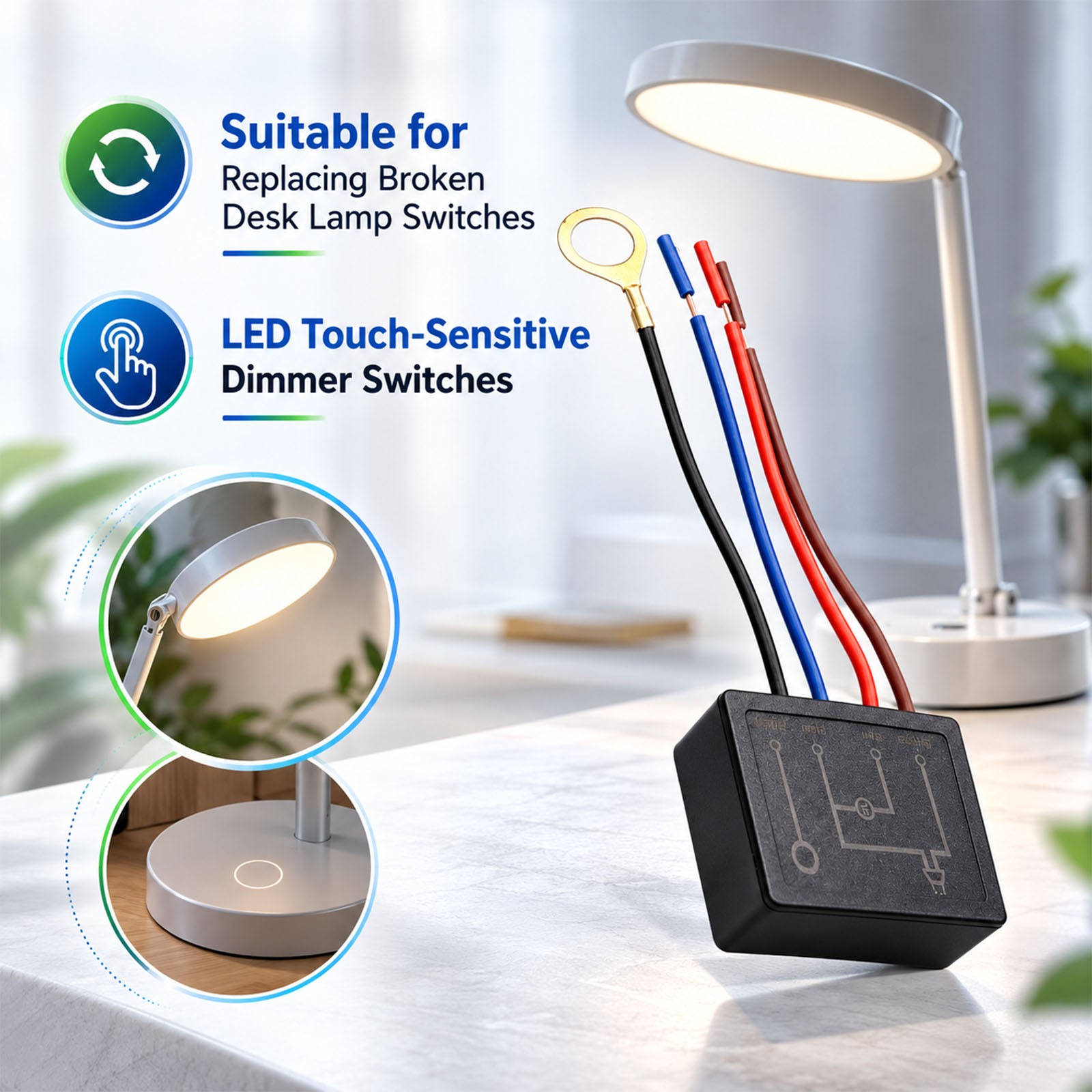 2*Table light Dimmer Touch Control Sensor for Dimmer LED Bulb Lamp ...
