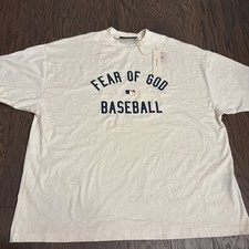 NWT Fear Of God Essentials Mens T-shirt Medium M MLB Baseball - Cream