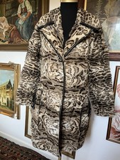 Vintage Real Lapin Fur Printed Leopard Pattern & Leather Coat Large Small