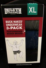 DULUTH TRADING CO 3 Pack Buck Naked Boxer Briefs Underwear Blue Gray XL NIP Mens