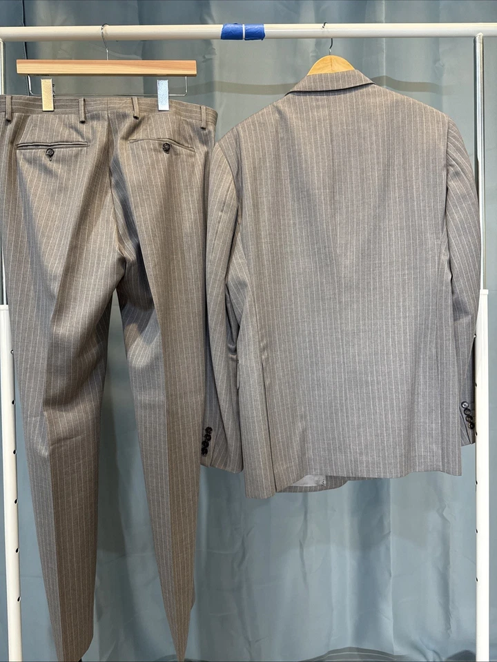 Burberry London Suit,  EU52L, Gray w/pinstripes, Made In Italy - Image 2 of 4