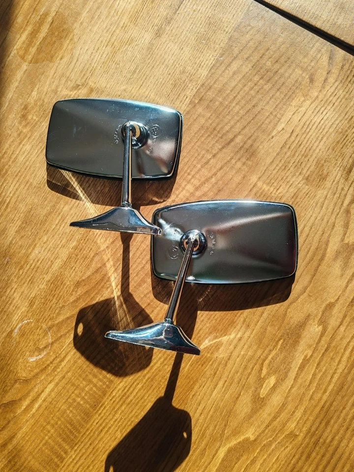 Par de guardabarros/espejos retrovisores cromados FIAT 125 nuevos Foto 4 de 4