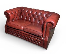 LEATHER CHESTERFIELD SOFA OX BLOOD SUPERIOR QUALITY VINTAGE TWO SEATER