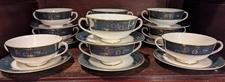 Royal Doulton CARLYLE Set of 10 Footed Cream Soup Bowls & Saucers 20 Pieces
