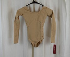 Capezio Girls Team Basics Long Sleeve Leotard Beige Size CH I