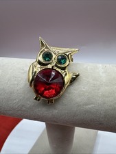 Vintage Owl Ruby Red Plastic Belly Green Eyes. See pics.