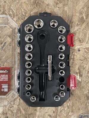 #ad Husky 24 Piece SAE Metric 3 8 in. Socket Set with Case MISSING $17.95