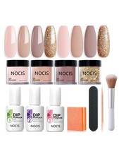 Dipping Powder Starter Nail Kit With Base, Top Coat, Activator Nail Brush 11 Pcs