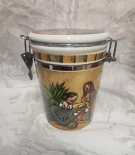 BOURBONNIERE JOIE De VIVRE CAFE Coffee Canister Locking Lid 26oz 6.5" Tall