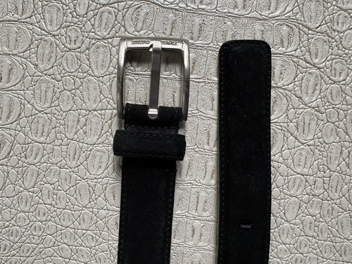 Vintage Bruno Magli Gürtel Herren 36-37 schwarz Wildleder Leder Italy signiert silberne Schnalle - Bild 2 von 20