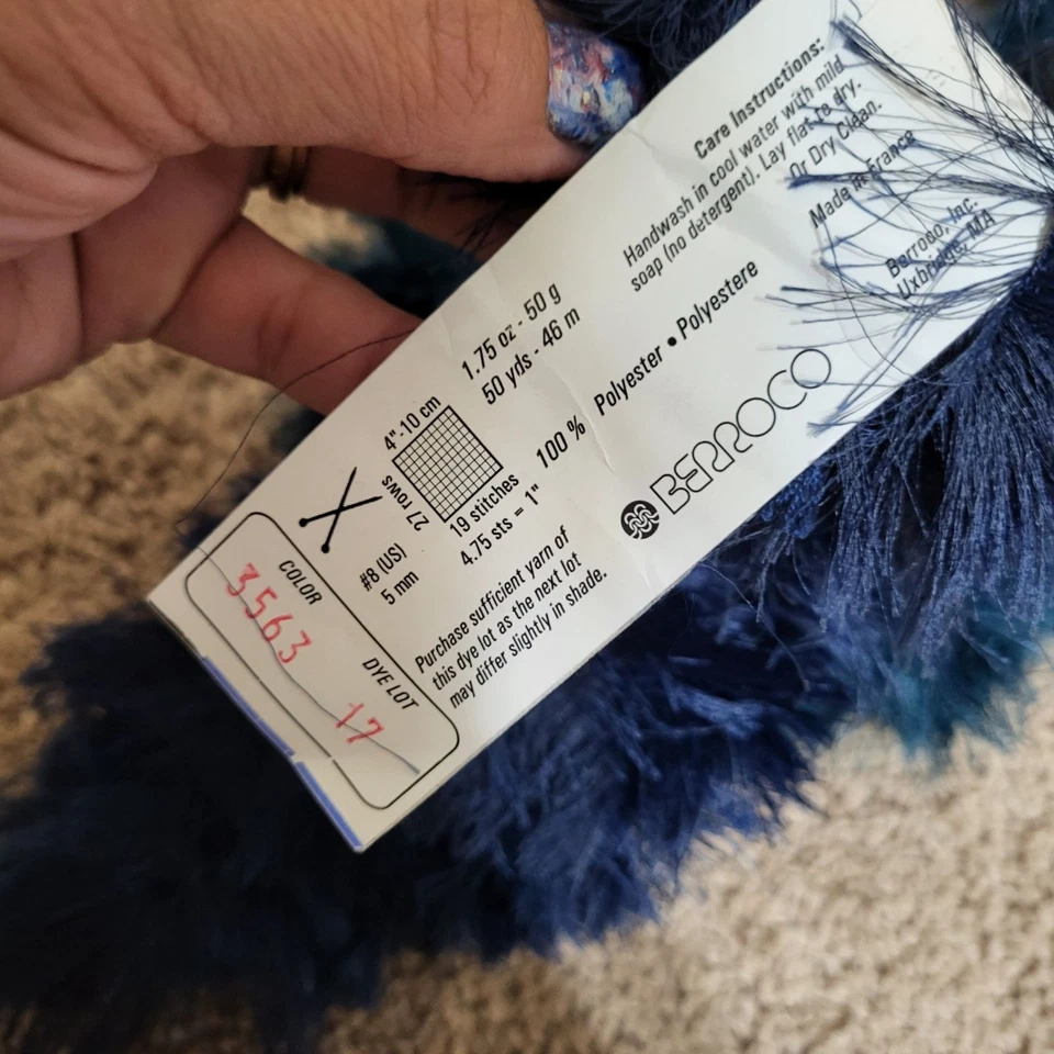 Lote de 3 hilos mixtos Berroco Zap 150 yardas hilo de pestañas peludo azul verde Foto 2 de 4