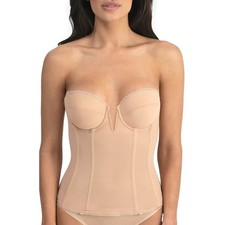 Dominique 34B Mocha Vivienne Convertible Strapless V Wire Longline Corset Bra