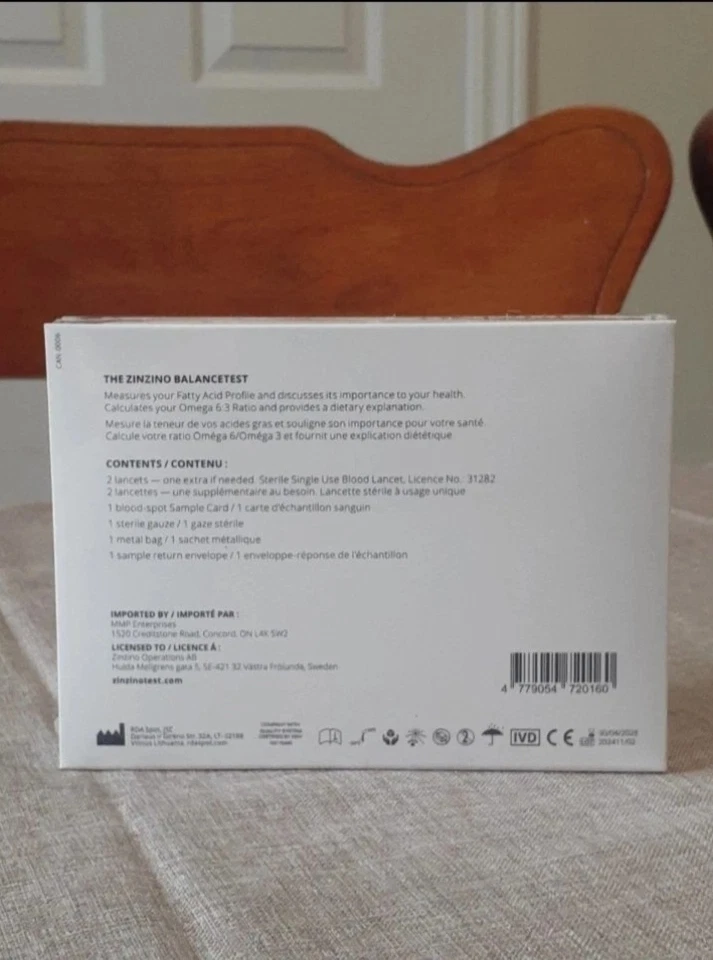 Zinzino Balance Test (11 Fatty Acids; Omega 3:6 ratio; 6 health markers) - Image 3 of 4