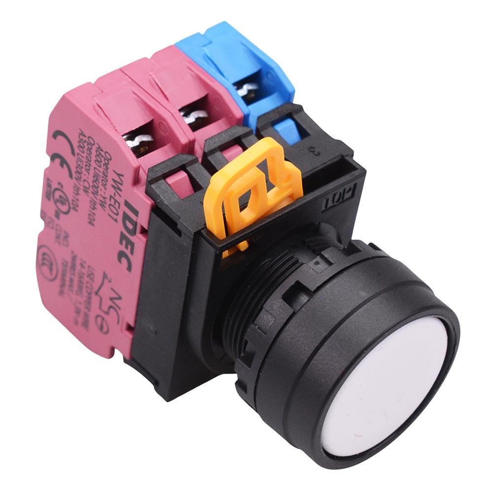 YW1B-M1E12W White 22mm Momentary Push Button Switch 1NO-2NC IP65 IDEC