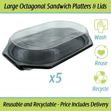 Large Octagonal Sandwich Platters Buffet Party Platter 5 Trays with Lids