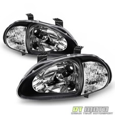 For Blk 1993-1997 Honda Civic Del Sol Si Headlights +Built In Corner Signal Lamp