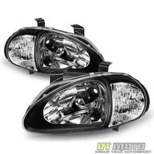 For Blk 1993-1997 Honda Civic Del Sol Si Headlights +Built In Corner Signal Lamp