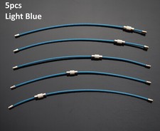5x Lt Blue - Steel Vinyl Coated Braided 2mm Wire Cable Keychain Key Ring Loop 6"