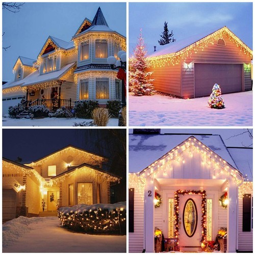 240 LED Weihnachtsbeleuchtung Außen Eisregen Lichterkette Warmweiß Lichtervor... - Bild 7 von 7