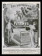 Grosse alte Reklame 1910 Paradiesbetten (1) Paradiesbettenfabrik M. Steiner