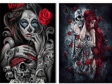 DIYPAINTING 2 Pack 5D DIY Diamond Painting Skull 12X16 Full Drill Round Drill...