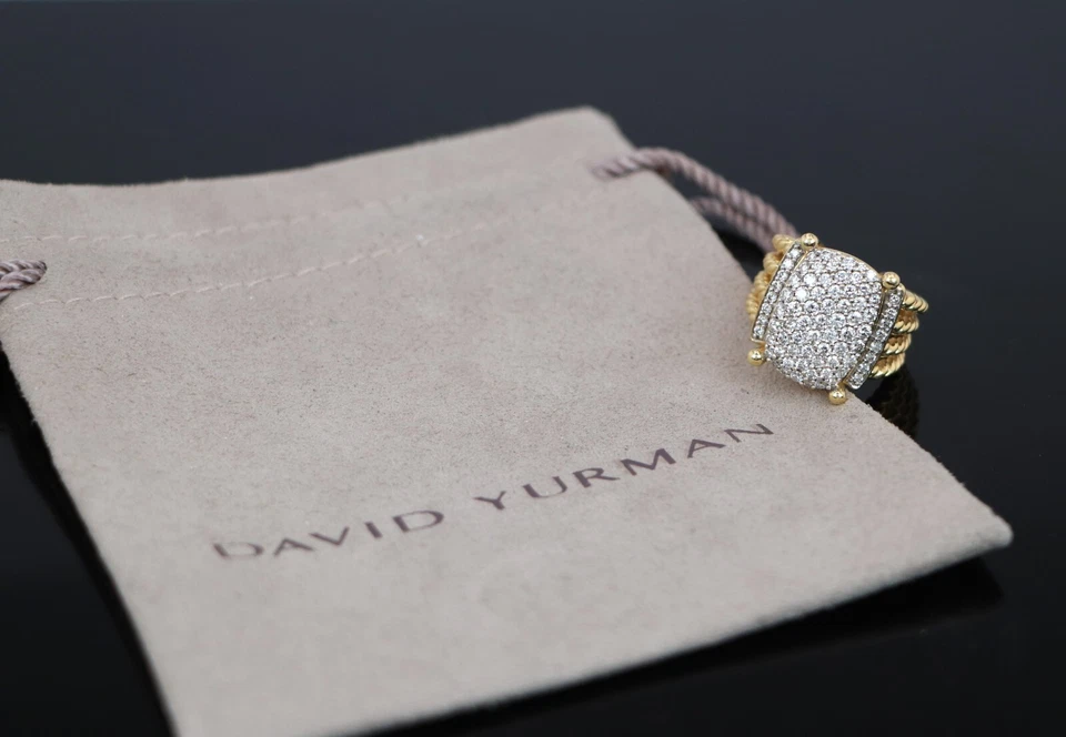 $7,350 David Yurman 18K Yellow Gold Pave Round Diamond Wheaton Cocktail Ring 6 - Image 3 of 4