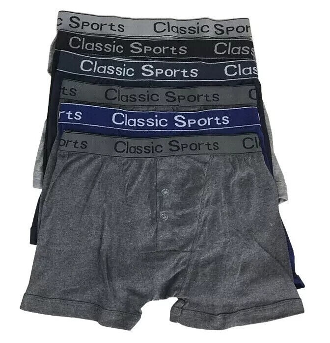 Paquete de 6, 12 calzoncillos boxer para hombre lisos botones ropa interior calzoncillos boxer