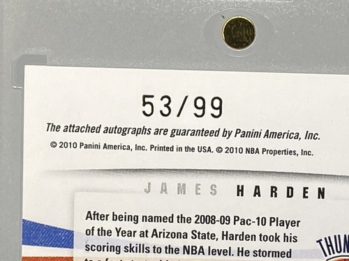 JAMES HARDEN ROOKIE AUTO RC SP /99 JEFF TEAGUE AUTOGRAPH SEASON UPDATE - Picture 8 of 12