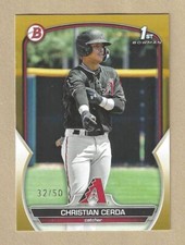 2023 Bowman 1st Christian Cerda GOLD Border Parallel #BP-56 /50 Diamondbacks RC