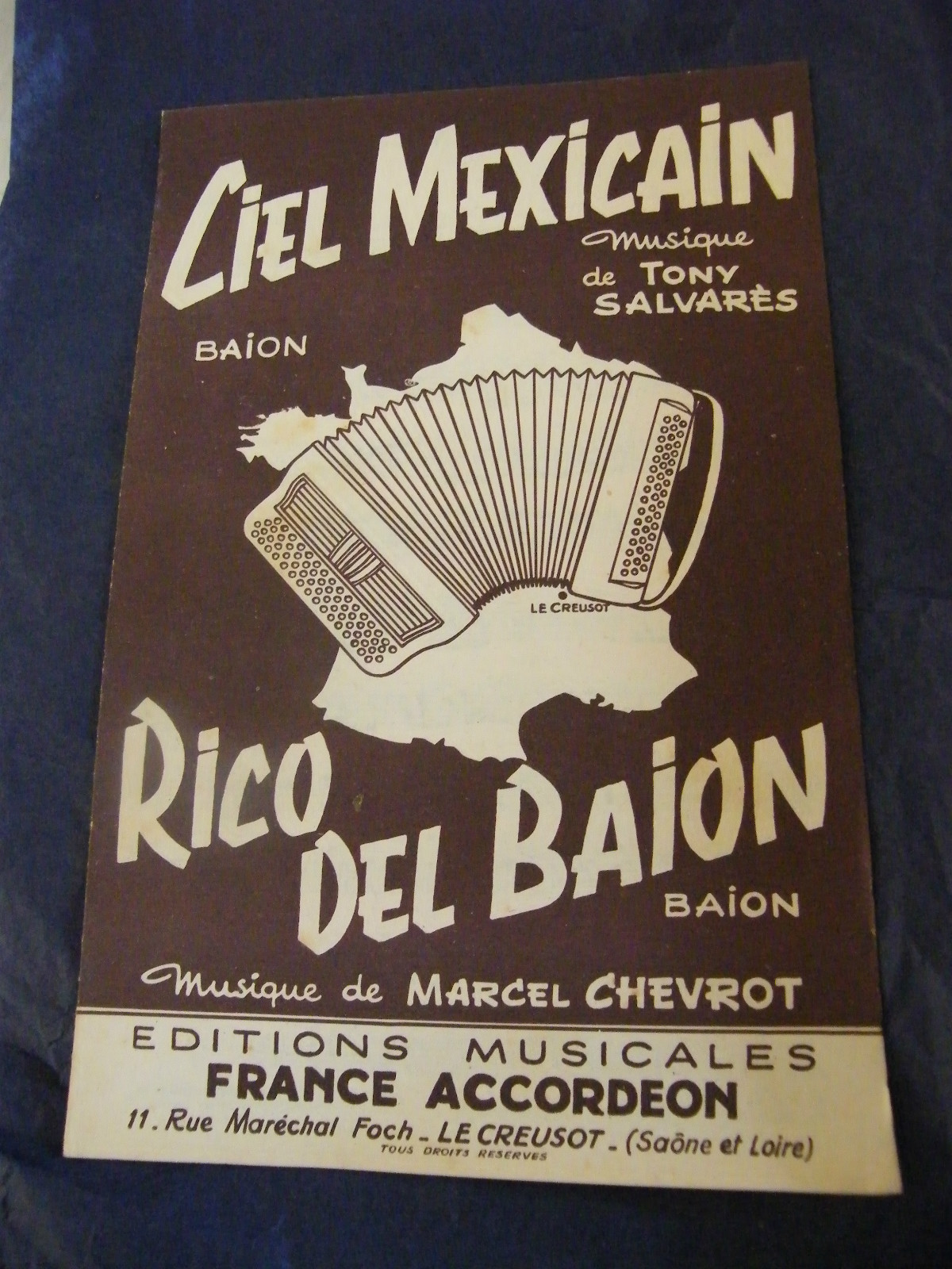 Ciel Mexicain Partition Tony Salvares Rico Del Baion Chevrot 1957 Music Sheet