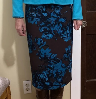 Skirt Lovely Who What Wear Women's Brown Turquoise Floral Skirt Size 