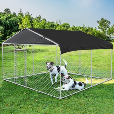 10x10ft Outdoor Dog Kennel Heavy Duty Metal Big Dog Cage For Dog Playpen w/ Roof