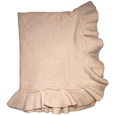 Lambs  Ivy 2011 Tan Light Brown Pinkish Ruffle Knit Baby Girl Blanket Soft