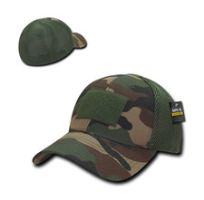 Woodland Camo Tactical Operator Structured Mesh Flex Fitted Patch Cap S/M L/XL