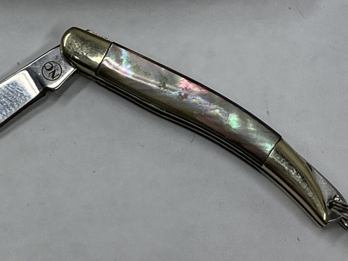 NOS Rare Novelty Knife Co Mini Toothpick NV190 w/Abalone & Brass Handle 1.25” - Picture 4 of 8