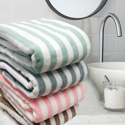 Large Beach Towels Soft Absorbent 90 x 180cm Striped Cotton Towels
