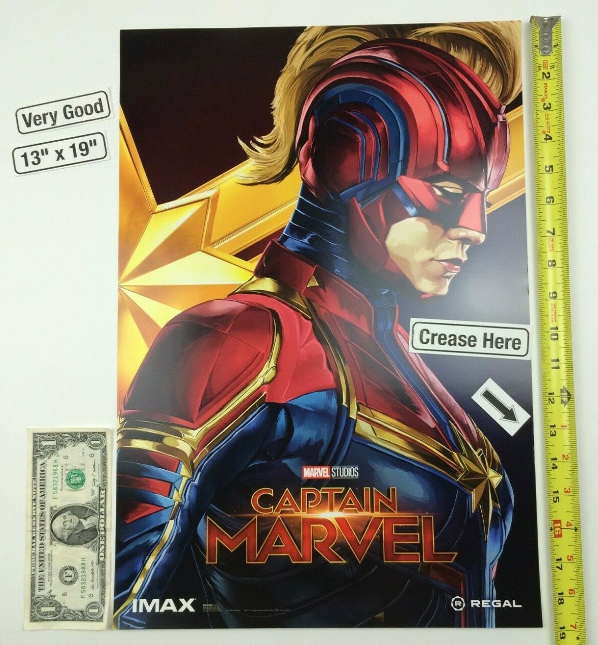 Captain Marvel 13 x 19 Poster Regal IMAX Week 2 Brie Larson Goose 2019 Very Good