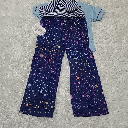 Wonder Nation Girls Pajama Set 3 pc Size XS 4/5 Top Pants Shorts Blue NWT - 第 6/6 張圖片
