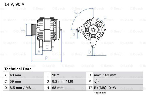 0 986 040 330 BOSCH Alternator for VW