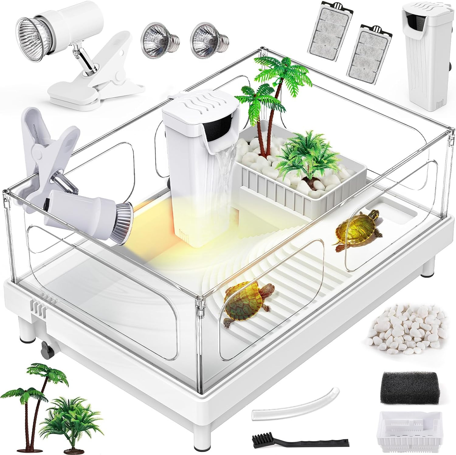 Small Turtle Tank Kit(Tank+Light+Filter), Acrylic Turtle Tank Starter Kit with B