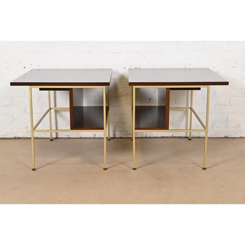 Paul McCobb Irwin Collection Mahogany and Brass Nightstands, Newly Refinished - Picture 11 of 11