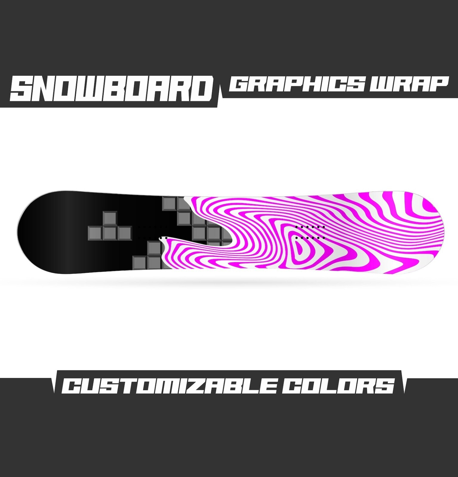Snowboard Universal Purple Black Trippy Graphics Kit Decal Sticker Cover Skin