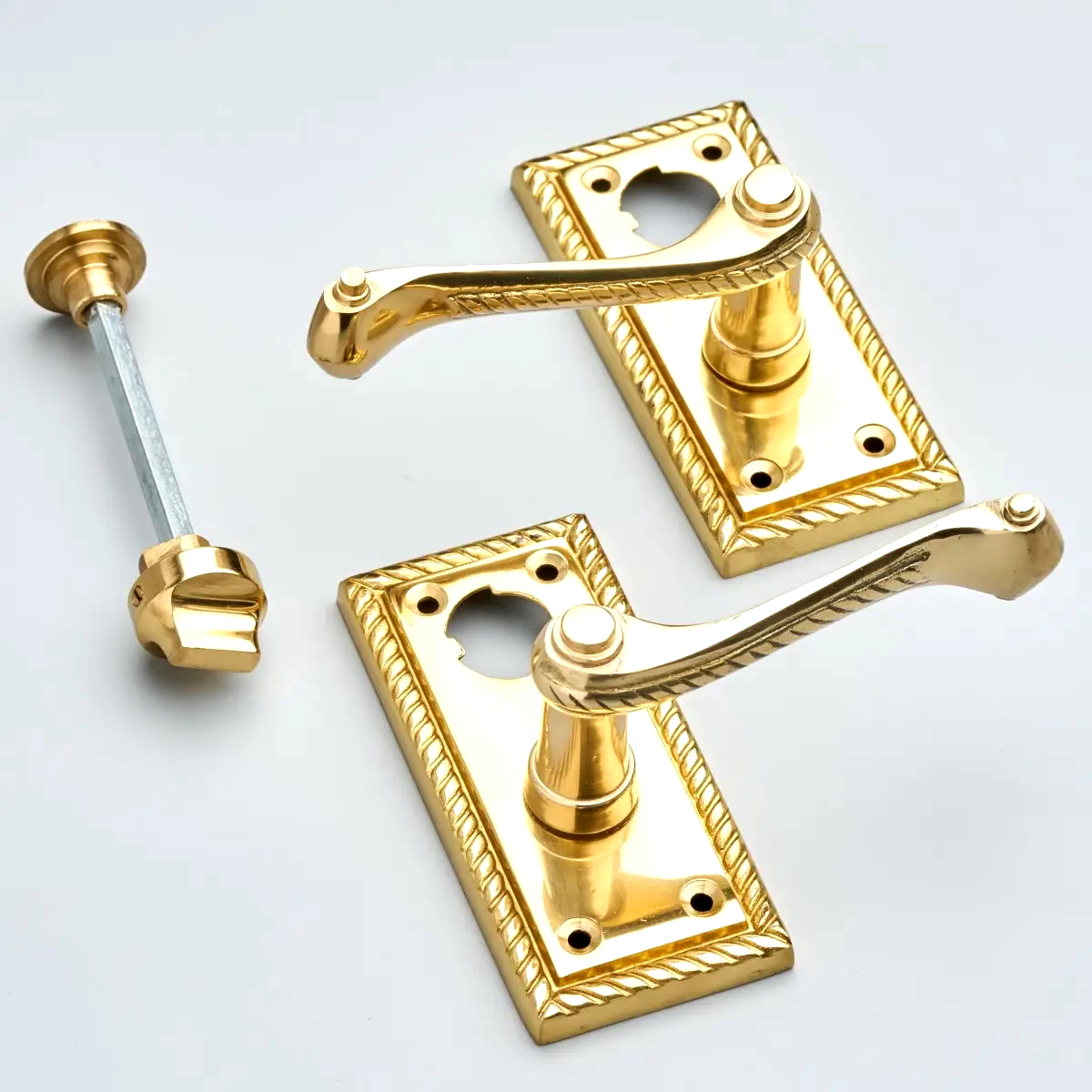 Polished Brassed Style Door Handles Privacy eBay