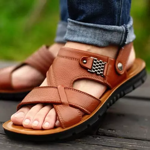 Men Leather Sandals Summer Men Shoes Slippers Soft Sandals Men Roman  Footwear